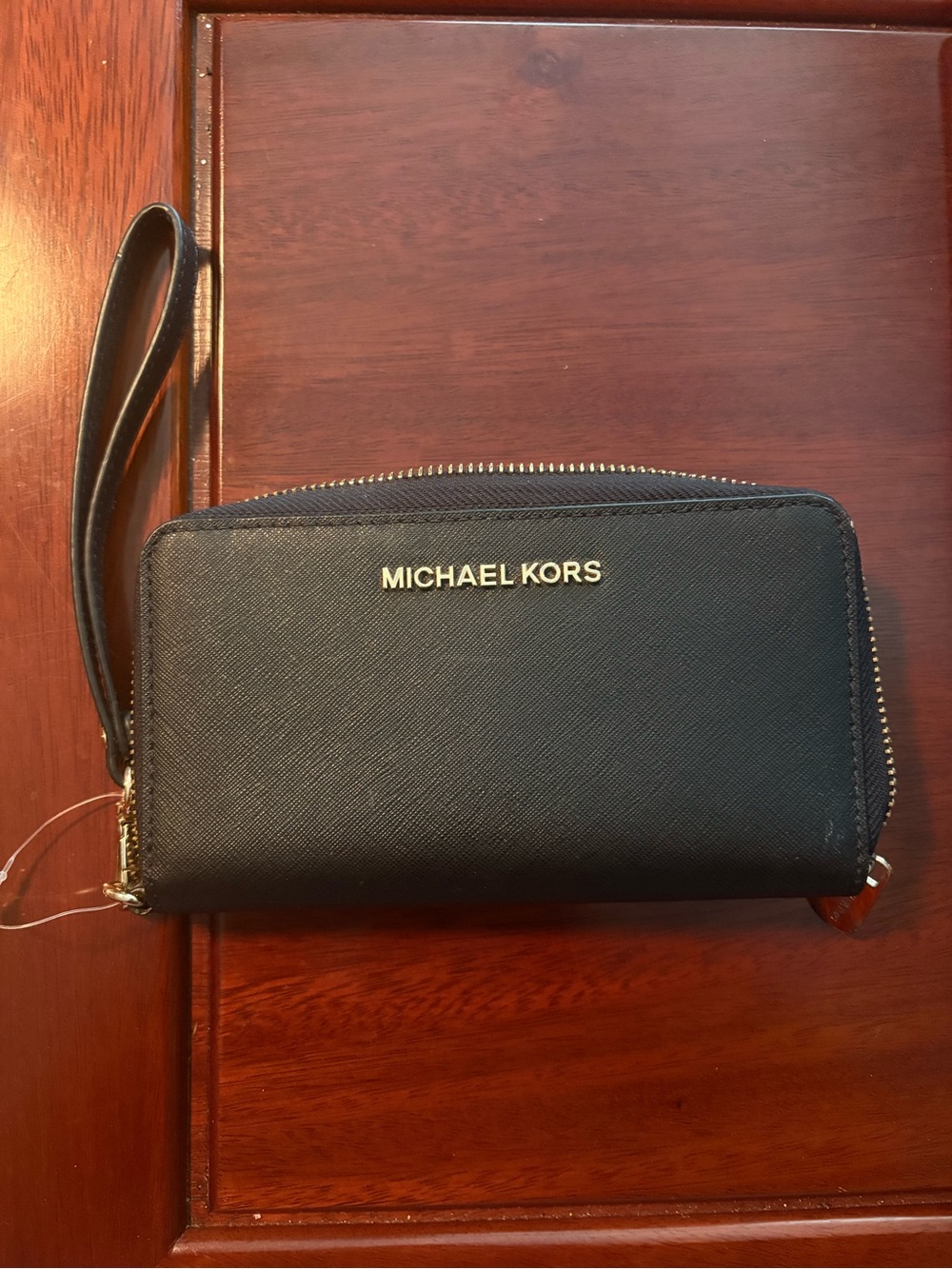 MICHAEL KORS Black Zip Wristlet Wallet
